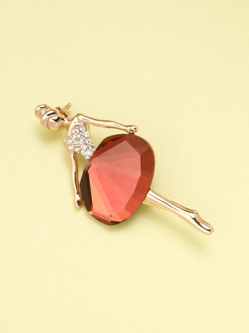 Lin Liang Brass Glass Stone Red Minimalist Pins & Brooches 1