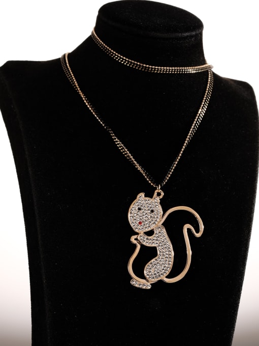 Lin Liang Brass Cat Cute Long Strand Necklace 1