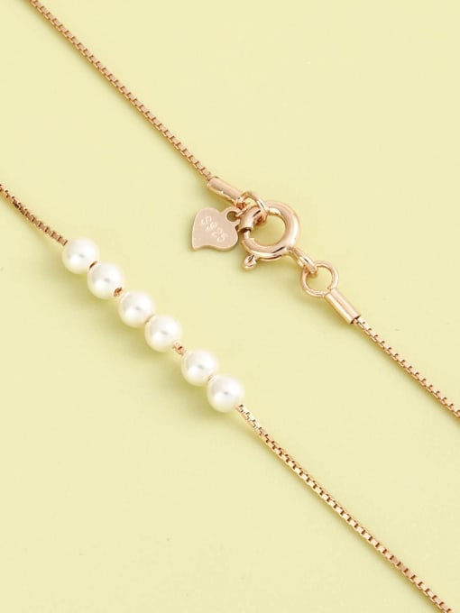 ANI VINNIE 925 Sterling Silver Imitation Pearl White Minimalist Long Strand Necklace 1