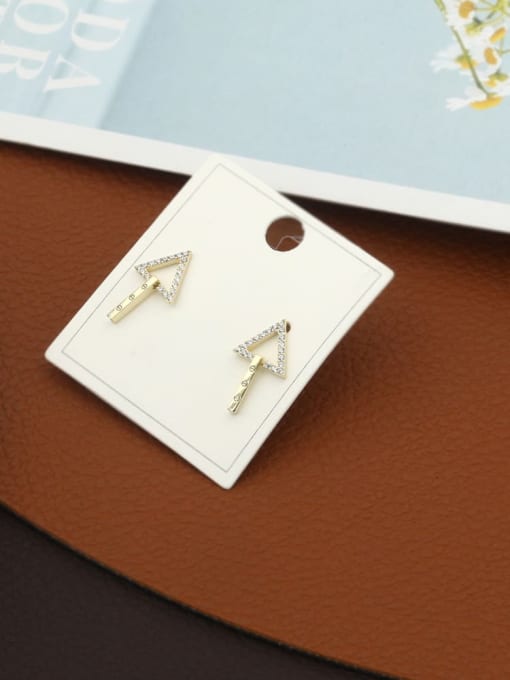 Lin Liang Brass Rhinestone White Geometric Minimalist Stud Earring 1