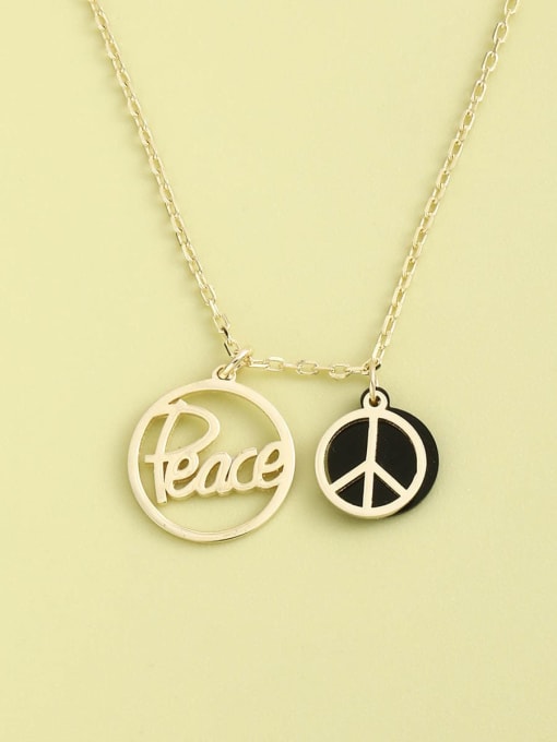 Gold 925 Sterling Silver Acrylic Letter Minimalist Long Strand Necklace