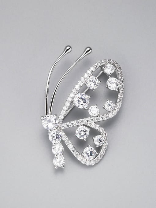 Lin Liang Brass Cubic Zirconia White Butterfly Minimalist Pins & Brooches 0