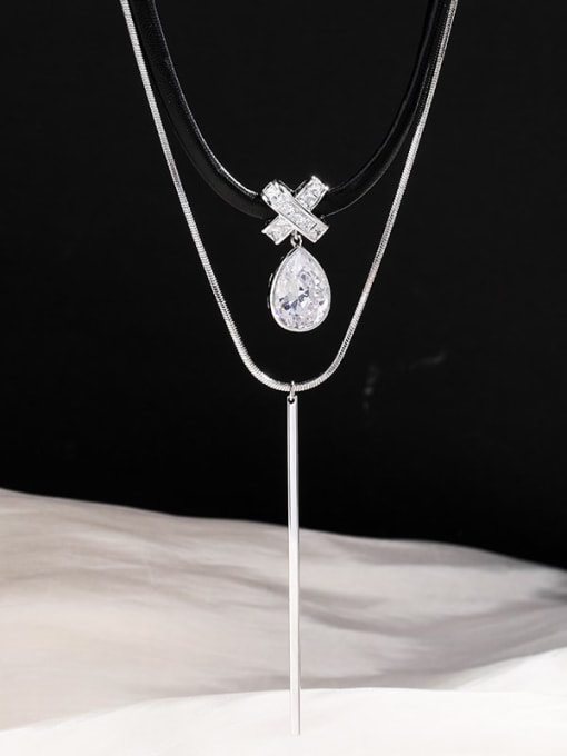 Lin Liang Brass Water Drop Dainty Tassel Necklace
