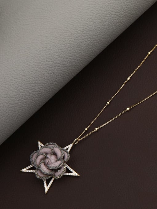 Gold Brass Rhinestone White Geometric Minimalist Long Strand Necklace