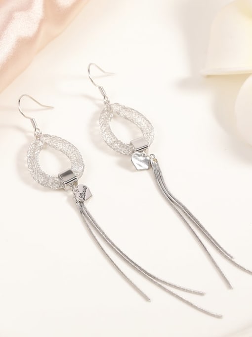 Lin Liang Brass Crystal Clear Tassel Dainty Hook Earring 0