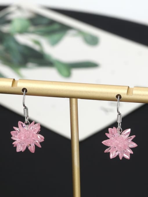 Lin Liang Brass Cubic Zirconia Pink Geometric Minimalist Hook Earring 0