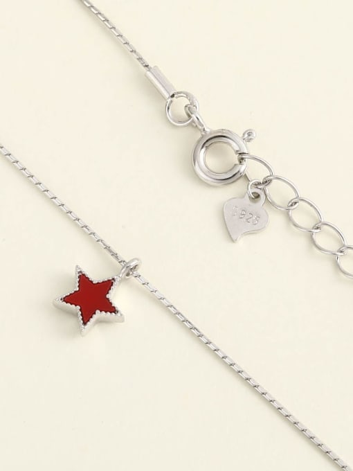 ANI VINNIE 925 Sterling Silver Red Pentagram Minimalist Choker Necklace 1