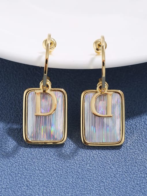 Lin Liang Brass  multi letter D square gradient Earrings 0