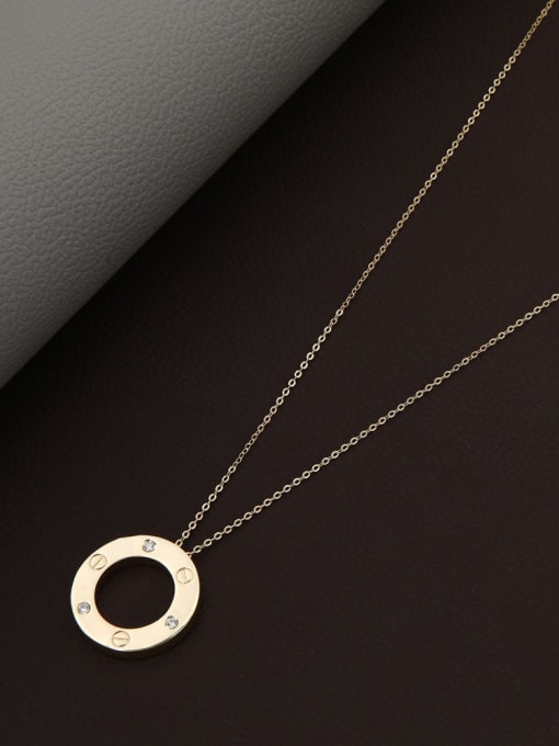 Lin Liang Brass Rhinestone White Round Minimalist Long Strand Necklace