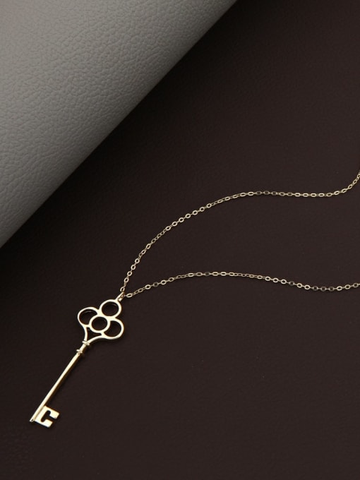 Gold Bronze Key Minimalist Long Strand Necklace