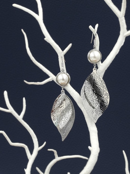 Lin Liang Brass Imitation Pearl White Tree Classic Drop Earring 0