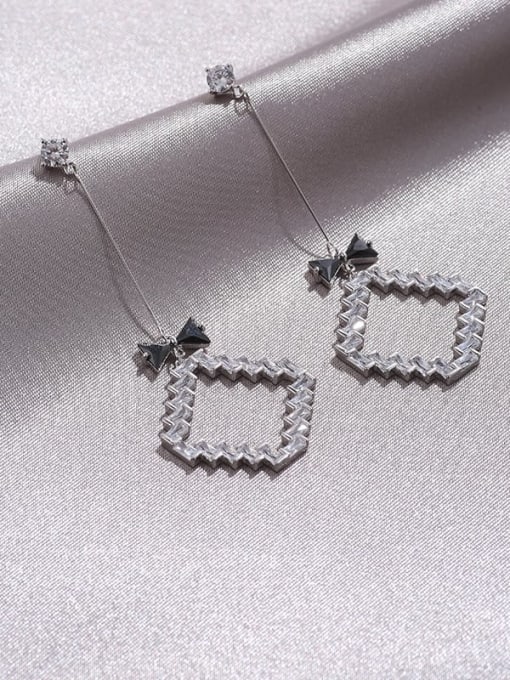 Lin Liang Brass  Cubic Zirconia  fashion Square Pendant  long earrings 1