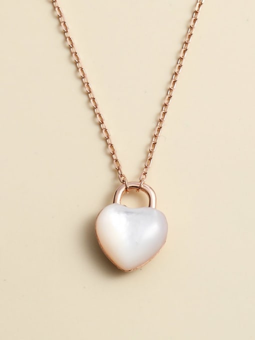 Rose 925 Sterling Silver Shell White Heart Minimalist Necklace