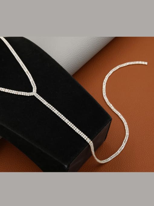 Lin Liang Brass Cubic Zirconia White Geometric Minimalist Long Strand Necklace 0