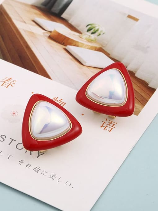 Lin Liang Brass Enamel Triangle Minimalist Stud Earring 1