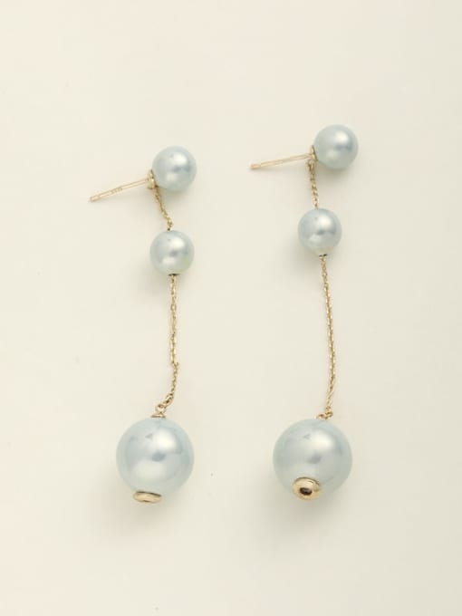 Lin Liang Brass Imitation Pearl Pink Minimalist Earring 1