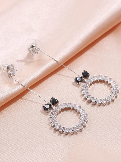 White Brass  Cubic Zirconia  fashion tassel  long earrings