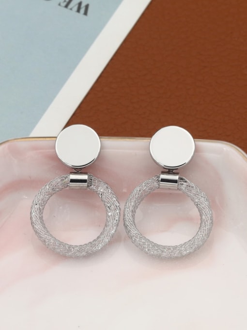 Lin Liang Brass Crystal White Round Minimalist Drop Earring 1