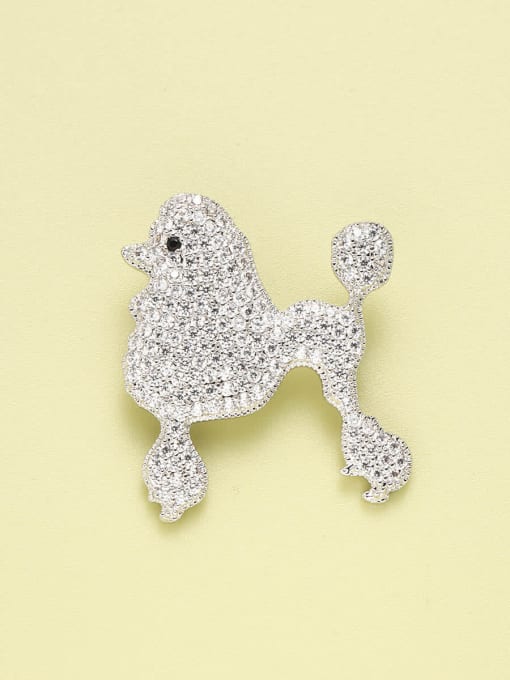 Lin Liang Brass Cubic Zirconia White Animal Minimalist Pins & Brooches 1
