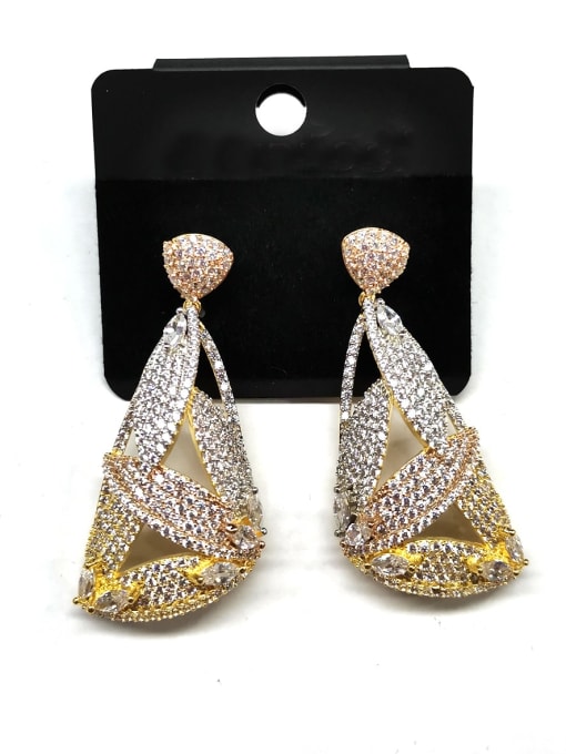 Tabora GODKI Luxury Women Wedding Dubai Copper Cubic Zirconia White Geometric Dainty Drop Earring 0
