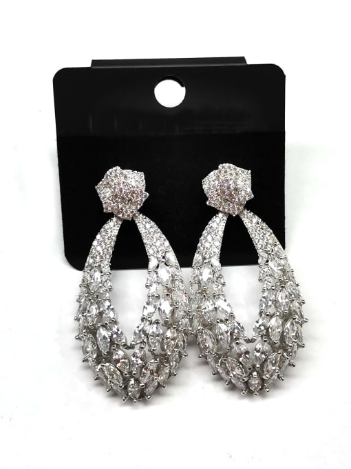 Tabora GODKI Luxury Women Wedding Dubai Copper Cubic Zirconia White Oval Trend Stud Earring 0