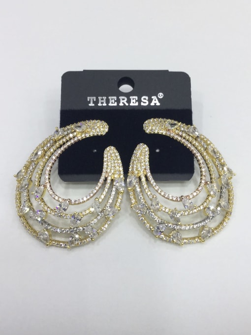 Tabora GODKI Luxury Women Wedding Dubai Copper Cubic Zirconia White Water Drop Luxury Ear Jacket Earring