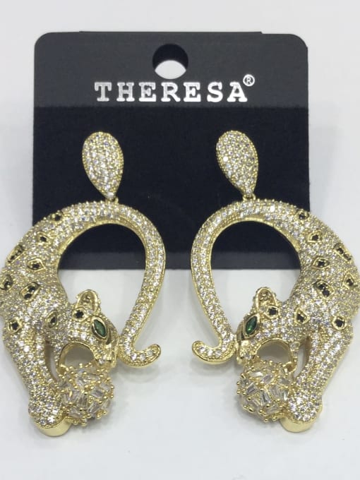 Tabora GODKI Luxury Women Wedding Dubai Copper Cubic Zirconia White Leopard Classic Stud Earring