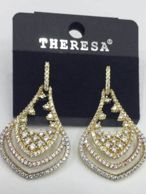 Tabora GODKI Luxury Women Wedding Dubai Copper Cubic Zirconia White Water Drop Minimalist Stud Earring 0