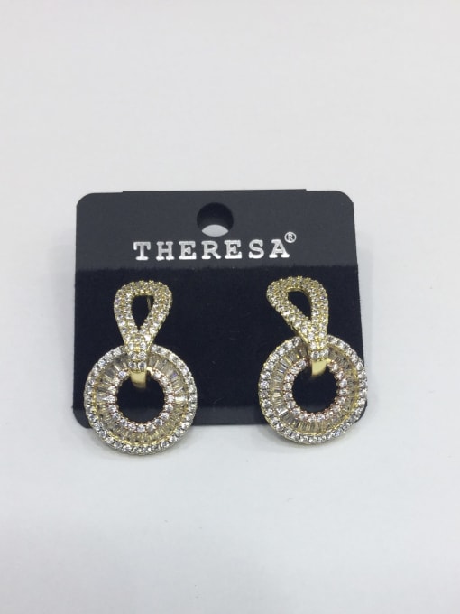 Tabora GODKI Luxury Women Wedding Dubai Copper Cubic Zirconia White Round Minimalist Stud Earring