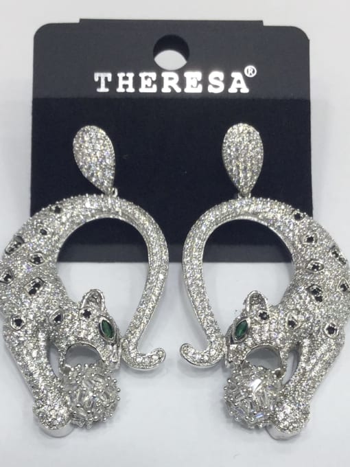 Tabora GODKI Luxury Women Wedding Dubai Copper Cubic Zirconia White Leopard Classic Stud Earring 0