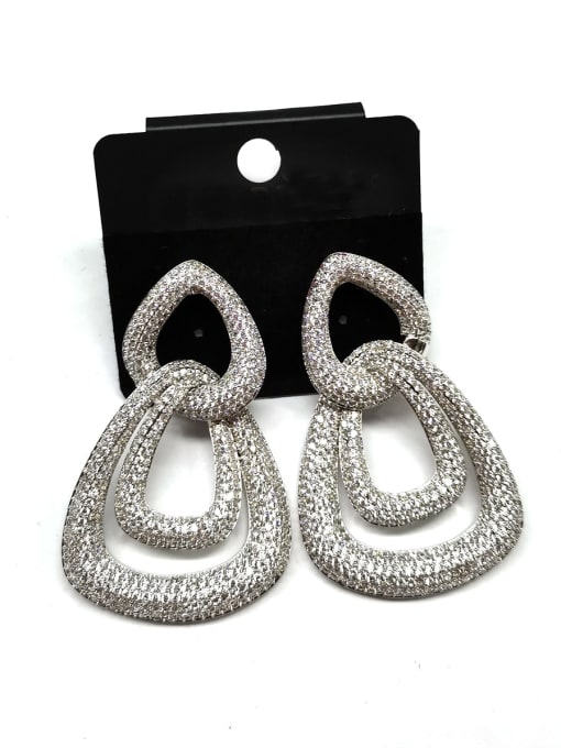 Tabora GODKI Luxury Women Wedding Dubai Copper Cubic Zirconia White Triangle Minimalist Drop Earring