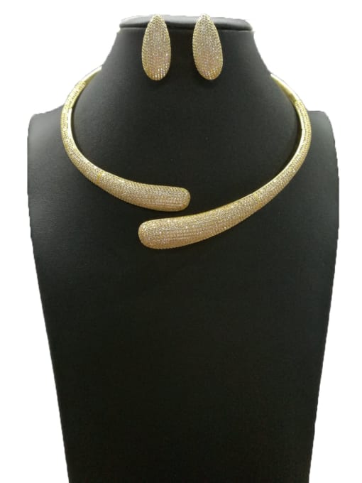 Tabora GODKI Luxury Women Wedding Dubai Minimalist Bullet Copper Cubic Zirconia White Earring And Necklace Set 0