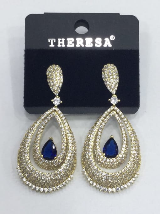 Tabora GODKI Luxury Women Wedding Dubai Copper Cubic Zirconia Blue Water Drop Luxury Drop Earring