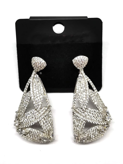 Tabora GODKI Luxury Women Wedding Dubai Copper Cubic Zirconia White Geometric Dainty Drop Earring