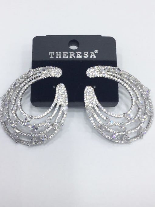 Tabora GODKI Luxury Women Wedding Dubai Copper Cubic Zirconia White Water Drop Luxury Ear Jacket Earring 0