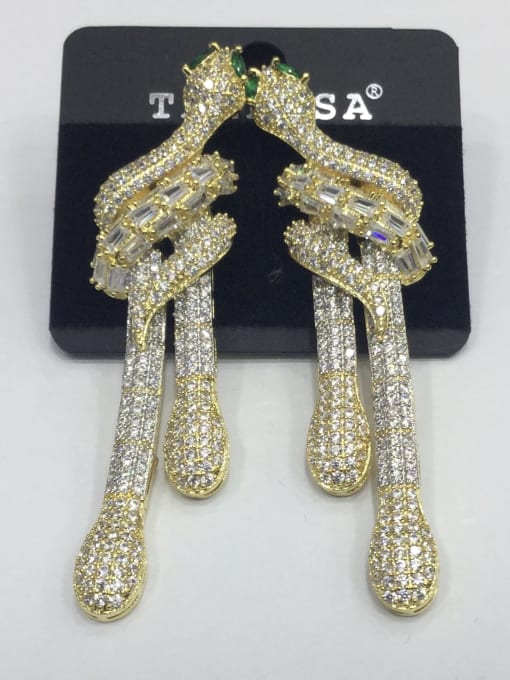 Tabora GODKI Luxury Women Wedding Dubai Copper Cubic Zirconia White Snake Classic Drop Earring