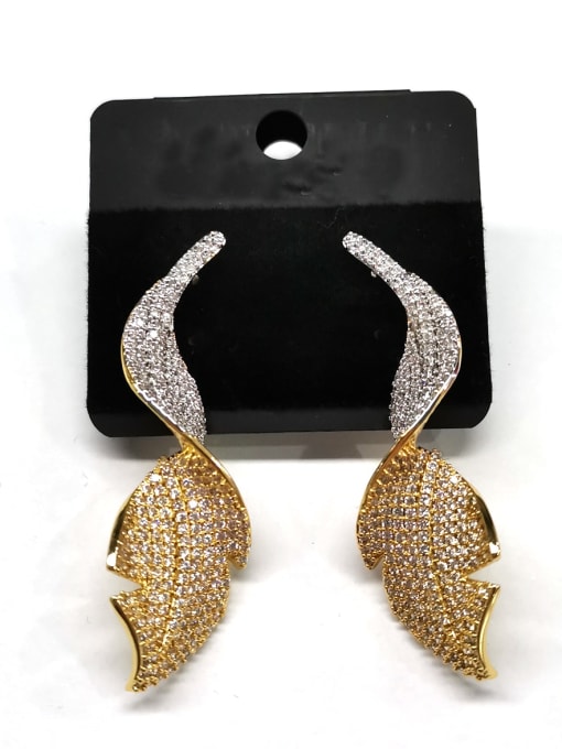 Tabora GODKI Luxury Women Wedding Dubai Copper Cubic Zirconia White Leaf Artisan Stud Earring