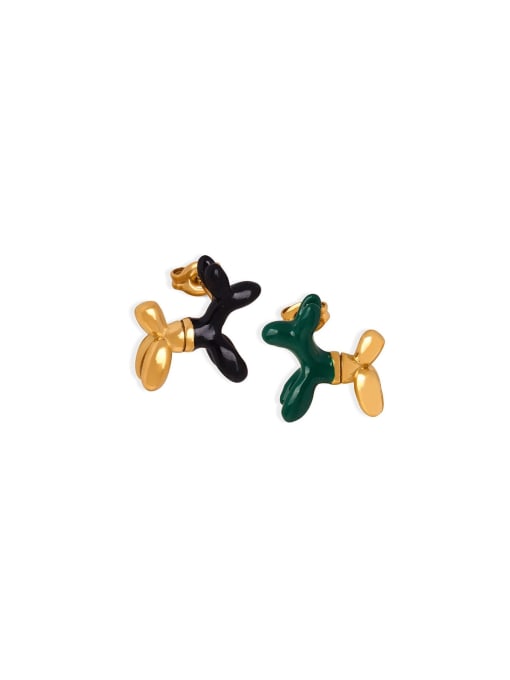 MAKA Titanium Steel Enamel Dog Trend Stud Earring 0