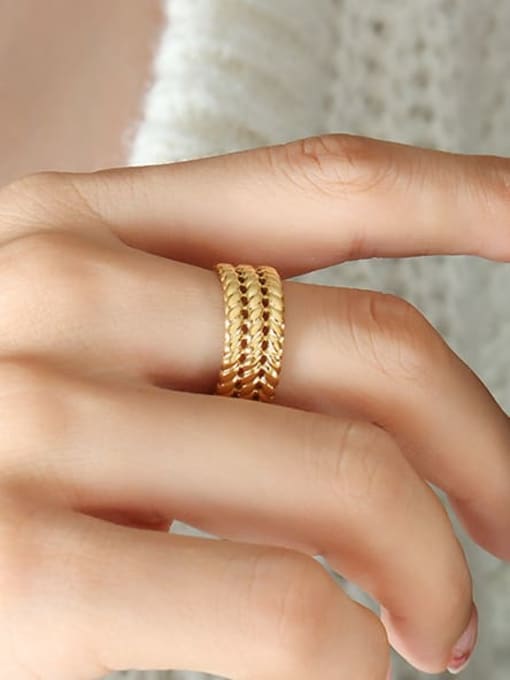 A377 gold ring opening is not adjustable Titanium Steel Geometric Vintage Band Ring