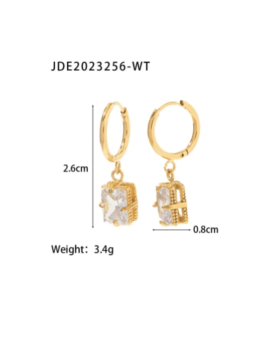 JDE2023256 WT Stainless steel Cubic Zirconia Geometric Vintage Huggie Earring