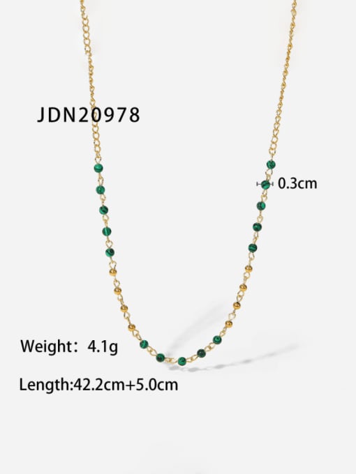J&D Stainless steel Malchite  Round Bead Trend Necklace 2