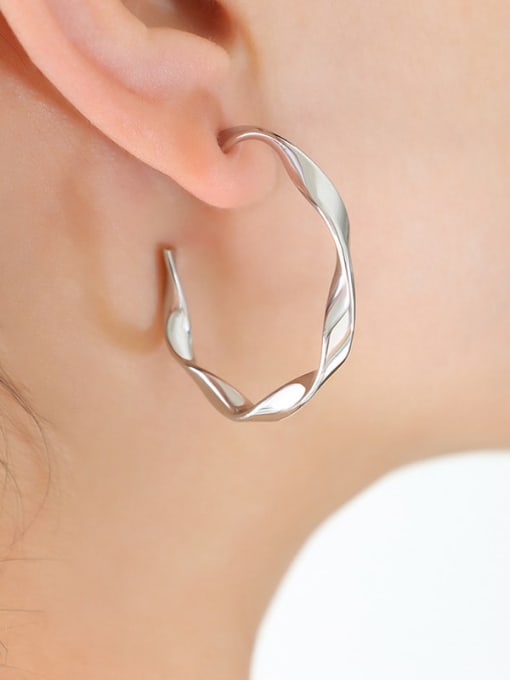 F292 steel earrings Titanium Steel Geometric Minimalist Hoop Earring