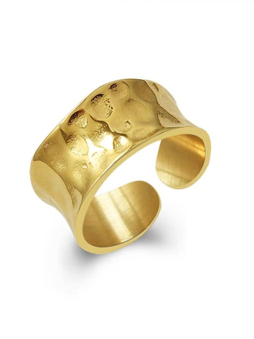 Gold opening no adjustable ring Titanium 316L Stainless Steel Geometric Vintage Band Ring with e-coated waterproof