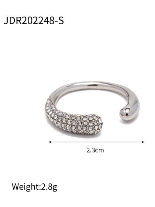 JDR202248 S Stainless steel Cubic Zirconia Geometric Dainty Band Ring