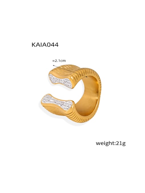 A044 Golden Ring Titanium Steel Cubic Zirconia Geometric Minimalist Band Ring