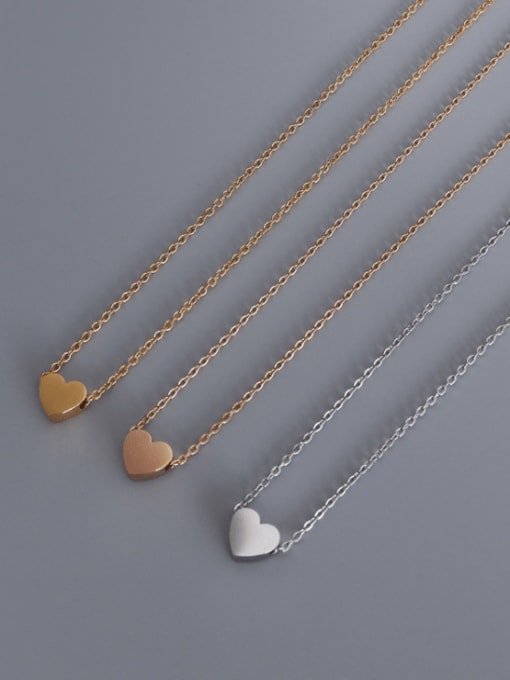 MAKA Titanium 316L Stainless Steel Smooth Heart Minimalist Necklace with e-coated waterproof 2