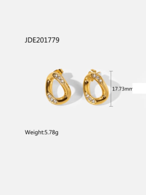 JDE201779 Stainless steel Cubic Zirconia Geometric Vintage Stud Earring