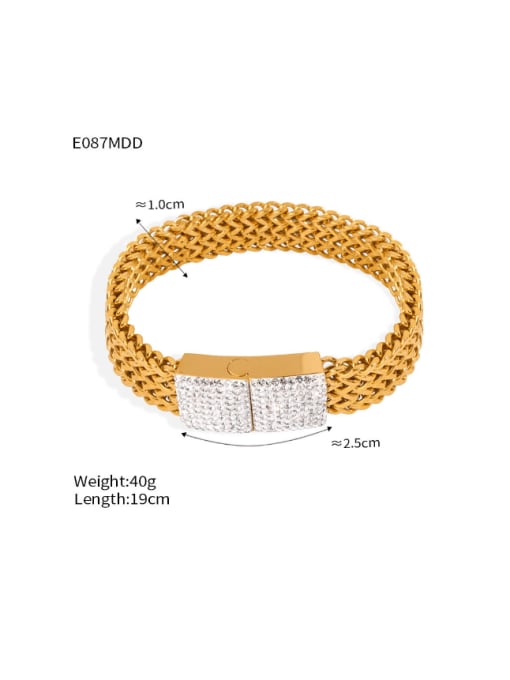 E087 Gold Bracelet Stainless steel Cubic Zirconia Geometric Minimalist Link Bracelet