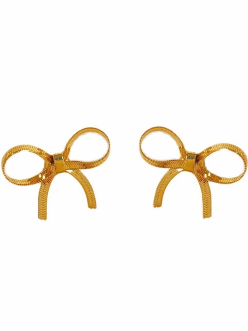 Short Gold Earrings DKE2541 Stainless steel  Dainty Bowknot Earring Bracelet and Necklace Set