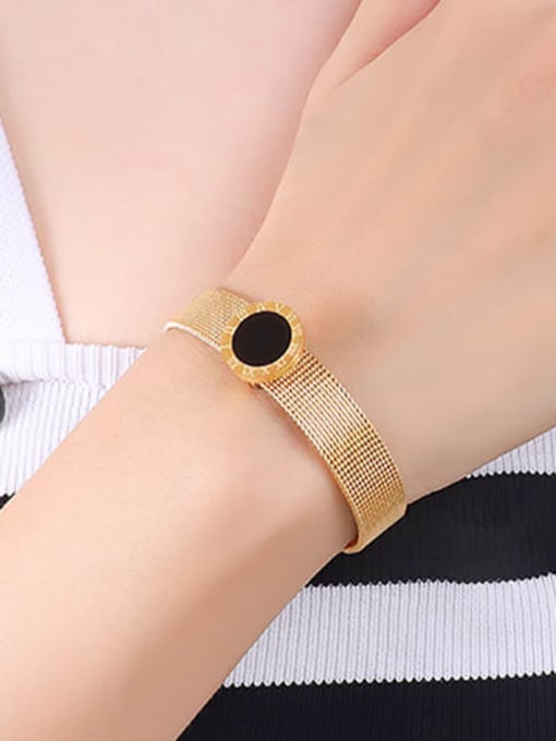 E071 gold Roman Bracelet 20cm Titanium Steel Acrylic Geometric Vintage Bracelet